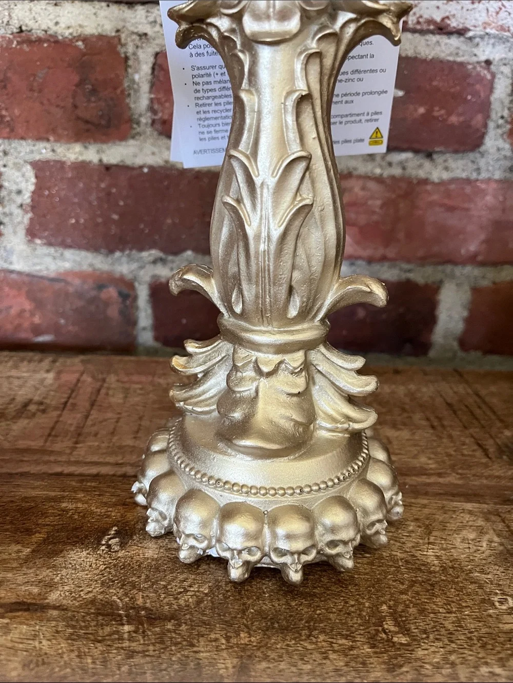 Decorative White Face Drip Candle on Gold Pedestal — Whimsical Home Accent - Picture 5 of 8